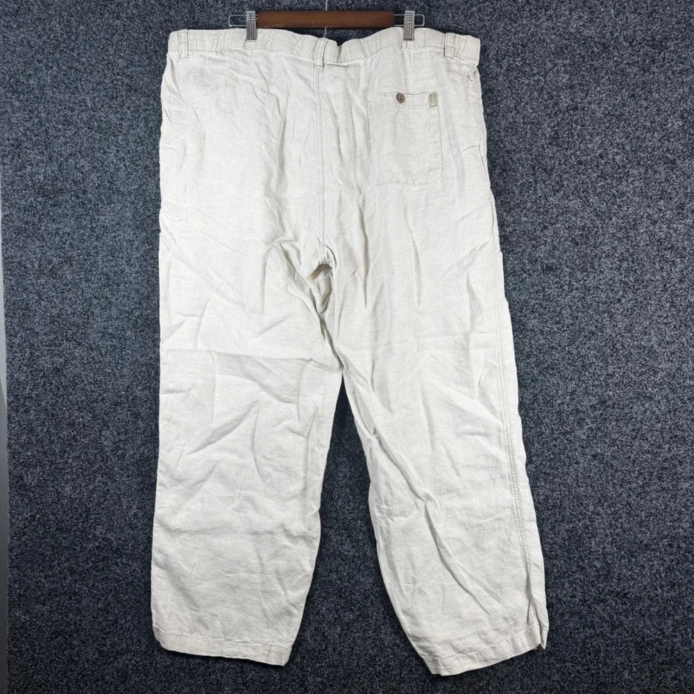 Tommy Bahama Mens XL Oatmeal Beige 100% Linen Drawstring Relaxed Pants Beach
